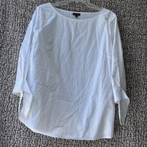 TALBOTS White 3/4 Length Tie Sleeves Top